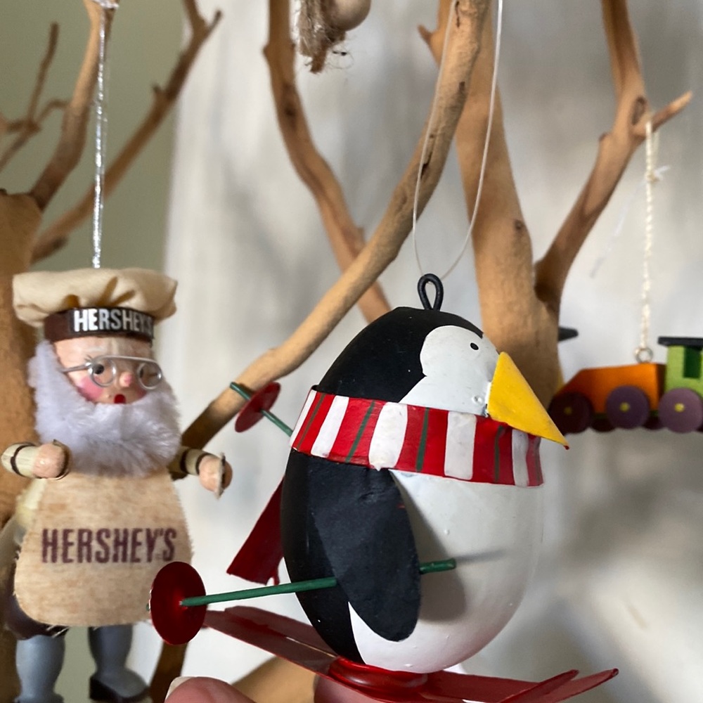 Vintage skiing Penguin Christmas Ornament